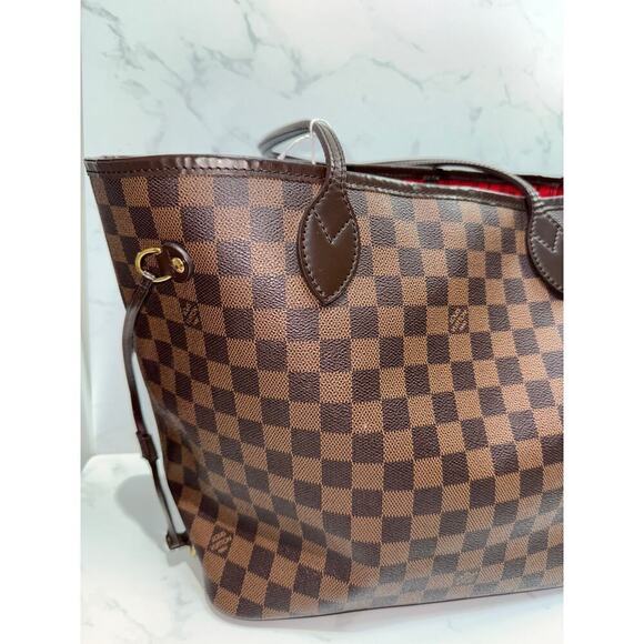 Louis Vuitton Neverfull Pochette Pouch Damier Ebene Brown  Louis Vuitton Damier Canvas Neverfull Pouch